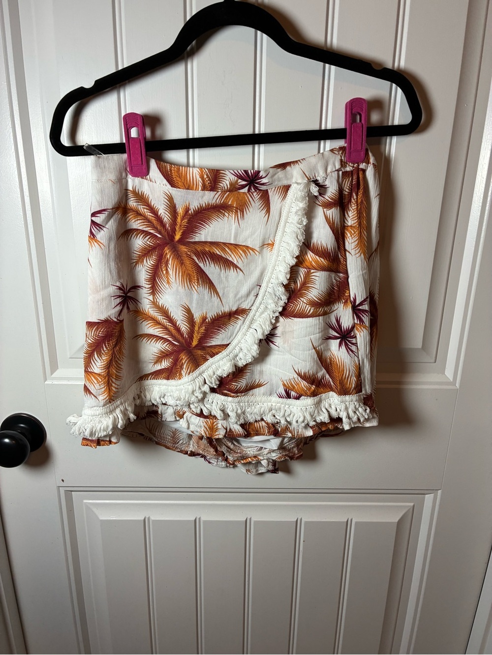 entro White Palm-Print Skort with Orange & Purple Palms